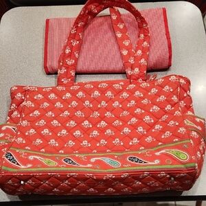 Red Quilted Diaper Bag